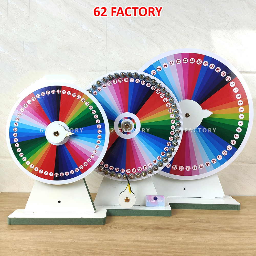 Vòng quay xổ số 50 ô may mắn trúng thưởng ngẫu nhiên bằng gỗ MDF chống nước làm sự kiện chương trình giảm giá