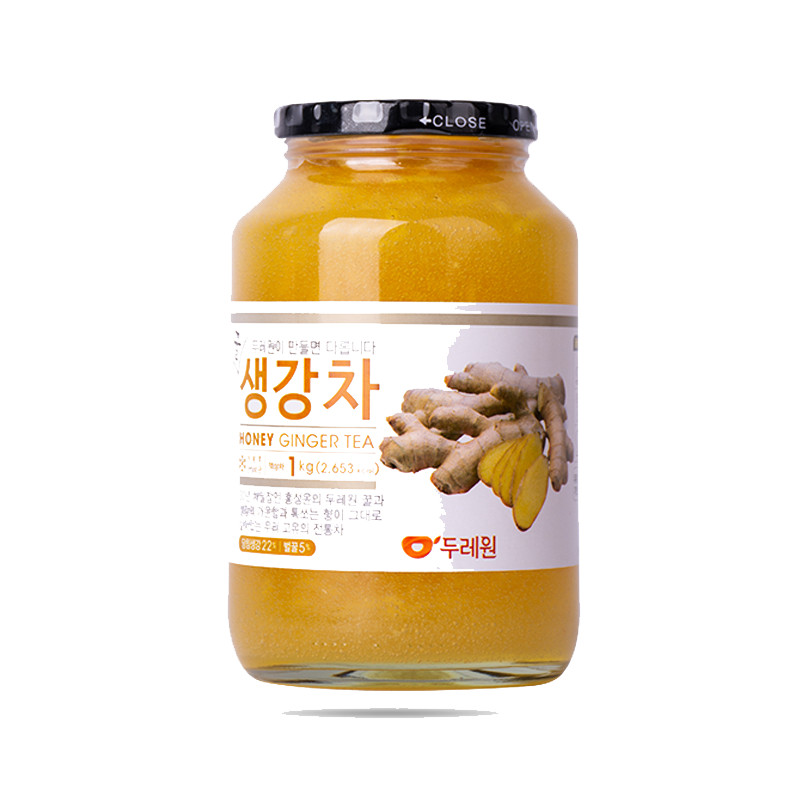 Trà Gừng Mật Ong CAO CẤP Honey Ginger Tea Hàn Quốc Hũ 1kg Nắp Đen