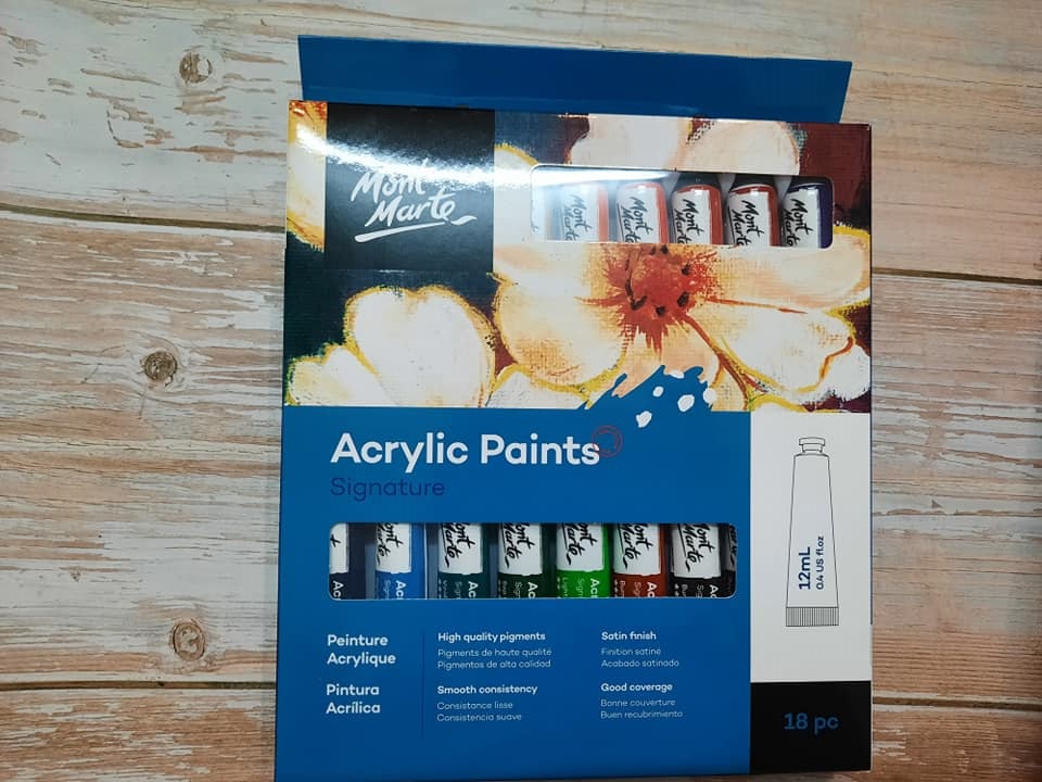 Bộ màu vẽ acrylic, 18 hoặc 24 màu, tuýp 12ml, Mont Marte