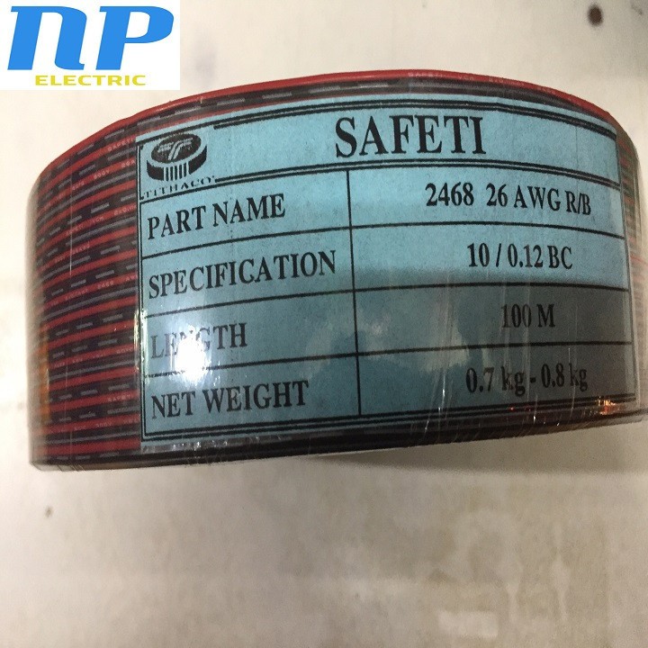 Dây điện đôi hàn mạch safeti - đường kính 26awgx2 - cuộn 100 mét