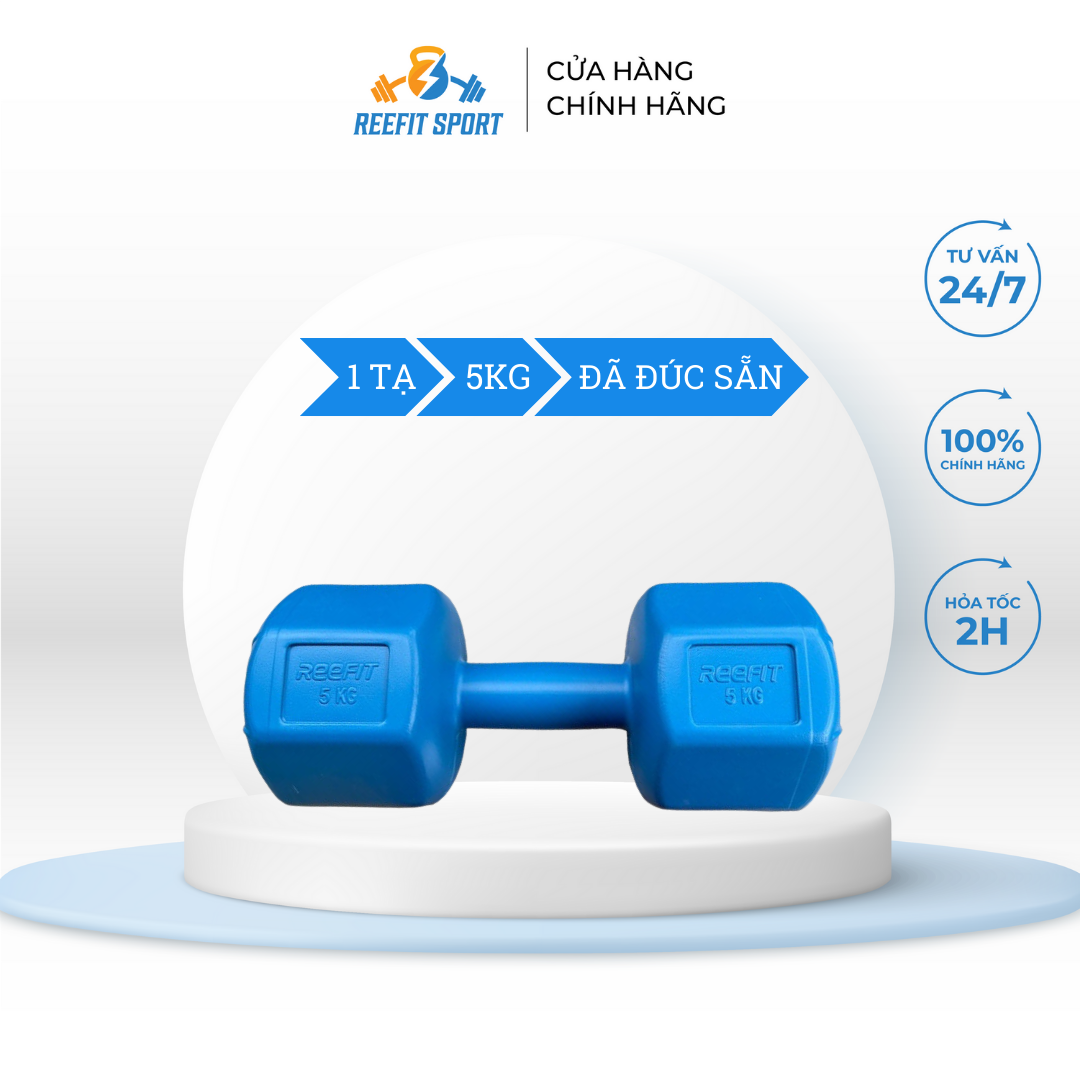 Tạ tay nhựa bát giác 5kg Reefit đã có ruột