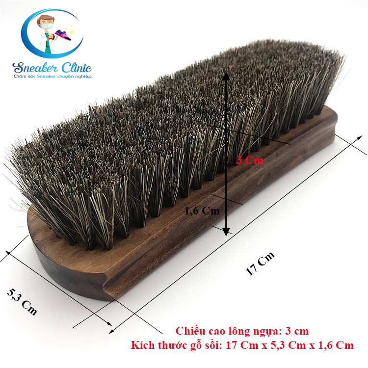 Bàn chải đánh giày da, lông ngựa 100%, vệ sinh giày, đánh bóng giày da, đồ da, ghế da