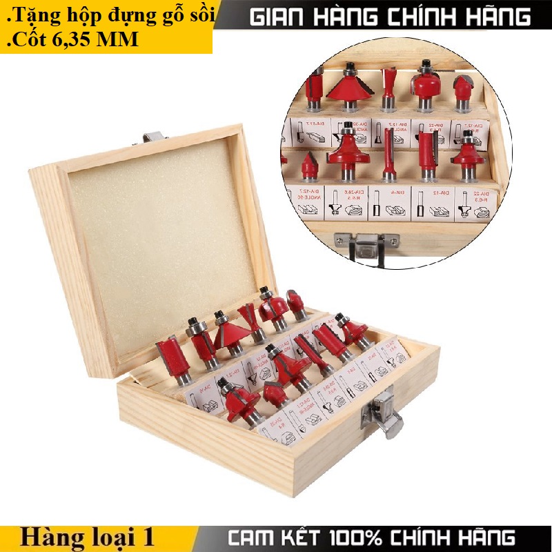 Mũi phay gỗ 6,35mm; Bộ mũi soi gỗ ; Bộ phay; bộ mũi phay; bộ mũi router