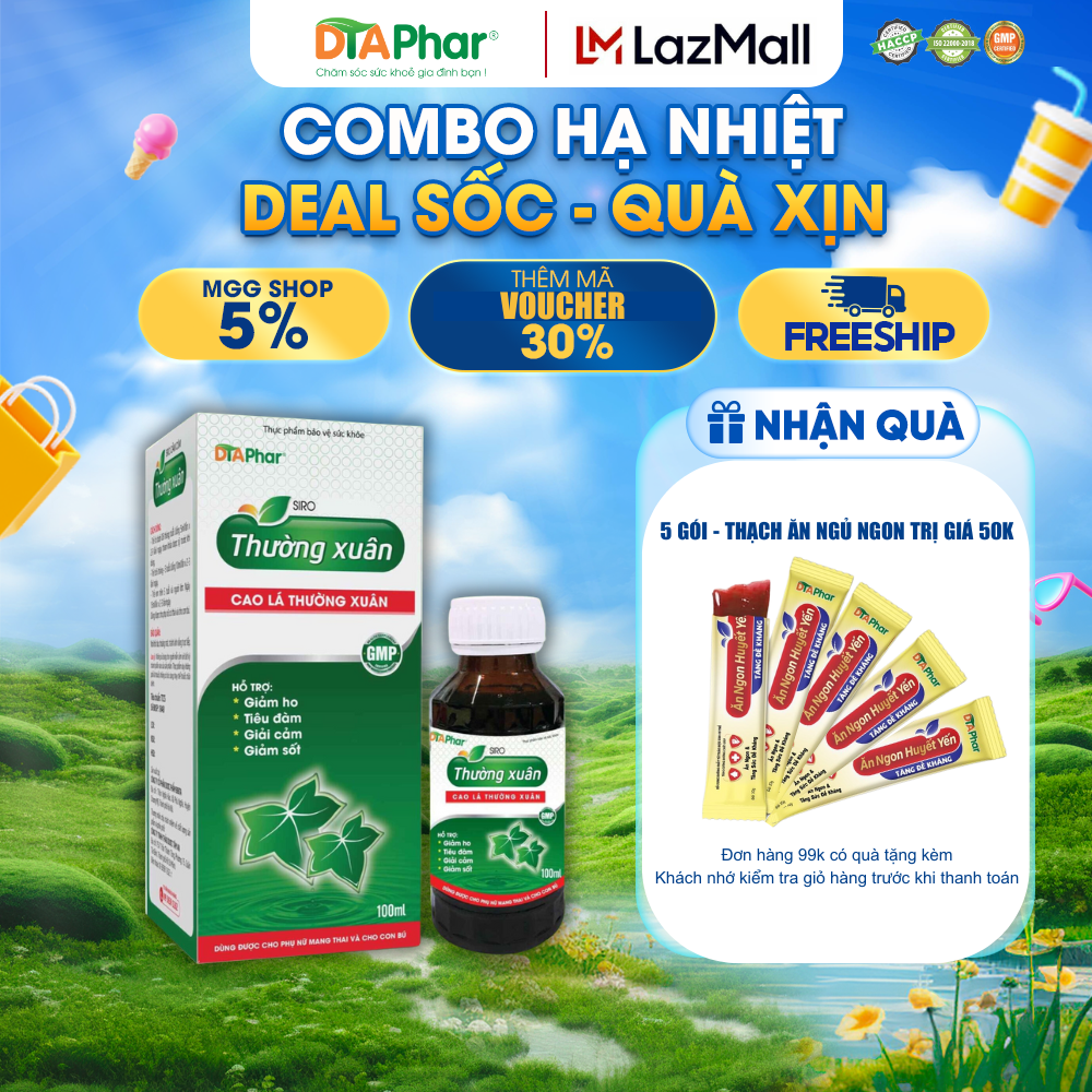 Siro ho Thường Xuân giúp bổ phế giảm ho khản tiếng hắt hơi chảy nước mũi nghẹt mũi Chai 100ml Tâm An Pharma
