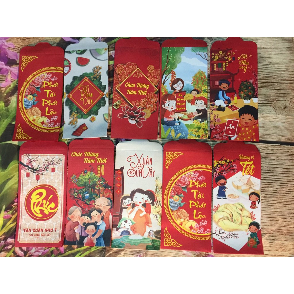 Set 100, 50, 30 lì xì tết yêu thương-lì xì tết 2021