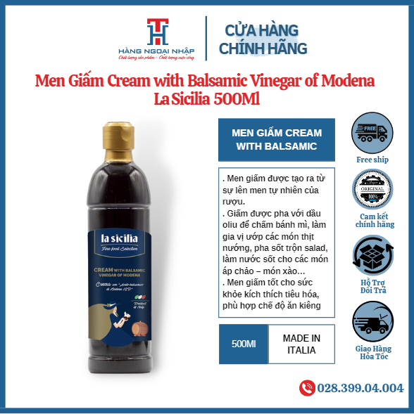 Men Giấm 500ml La Sicilia - Cream with Balsamic Vinegar of Modena Nhập khẩu Ý