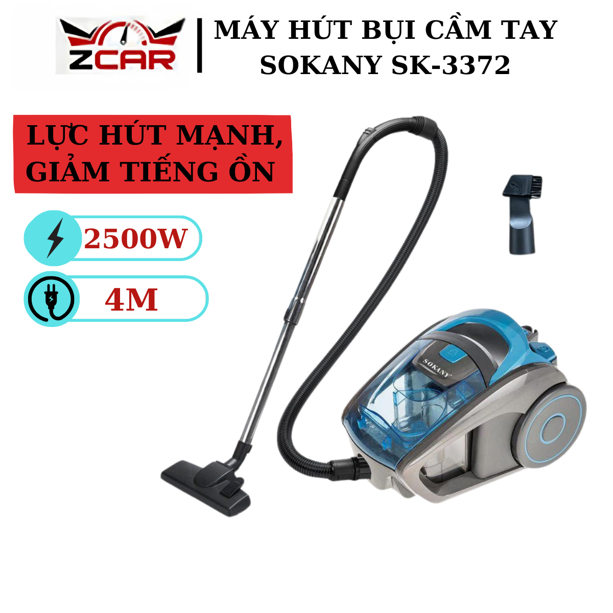 Máy hút bụi SOKANY cầm tay SK3372 công suất cao 2500W lực hút cực mạnh dễ dàng làm sạch Bảo hành 12 tháng