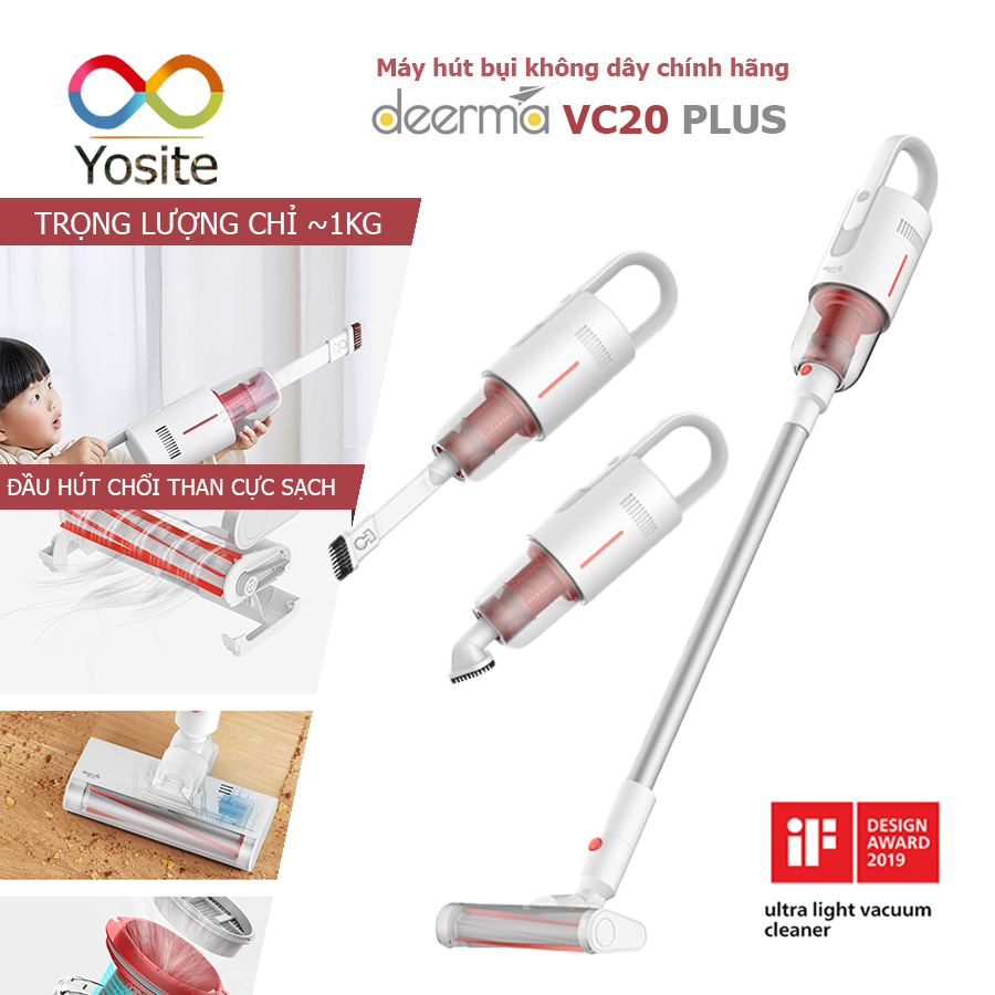 Máy hút bụi cầm tay không dây Deerma VC20 Plus pin 2200mAh lực hút 8kPa cực khỏe thiết kế thời trang bảo hành chính hãng 1 năm