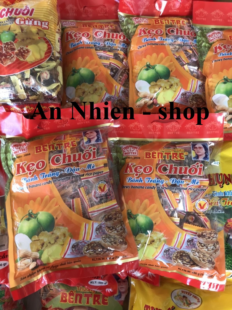 Kẹo Chuối cuộn bánh tráng - đậu - mè Bến Tre
