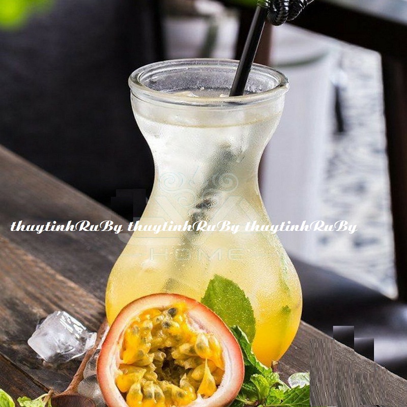 Combo 5 Ly Thủy Tinh Uống Sinh Tố Miệng Loe 350ml, Ly Sinh Tố, Cốc Uống Sinh Tố Thủy Tinh, Ly Uống Nước Ép