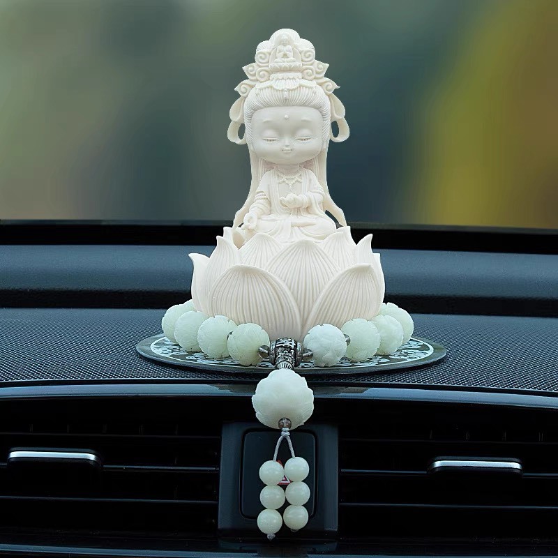 Tượng Phật Quan Âm Toạ Đài Sen Phong Thủy - Tượng Phật Quan Âm Decor Xe Ô Tô, Trang Trí Taplo Cao Cấp