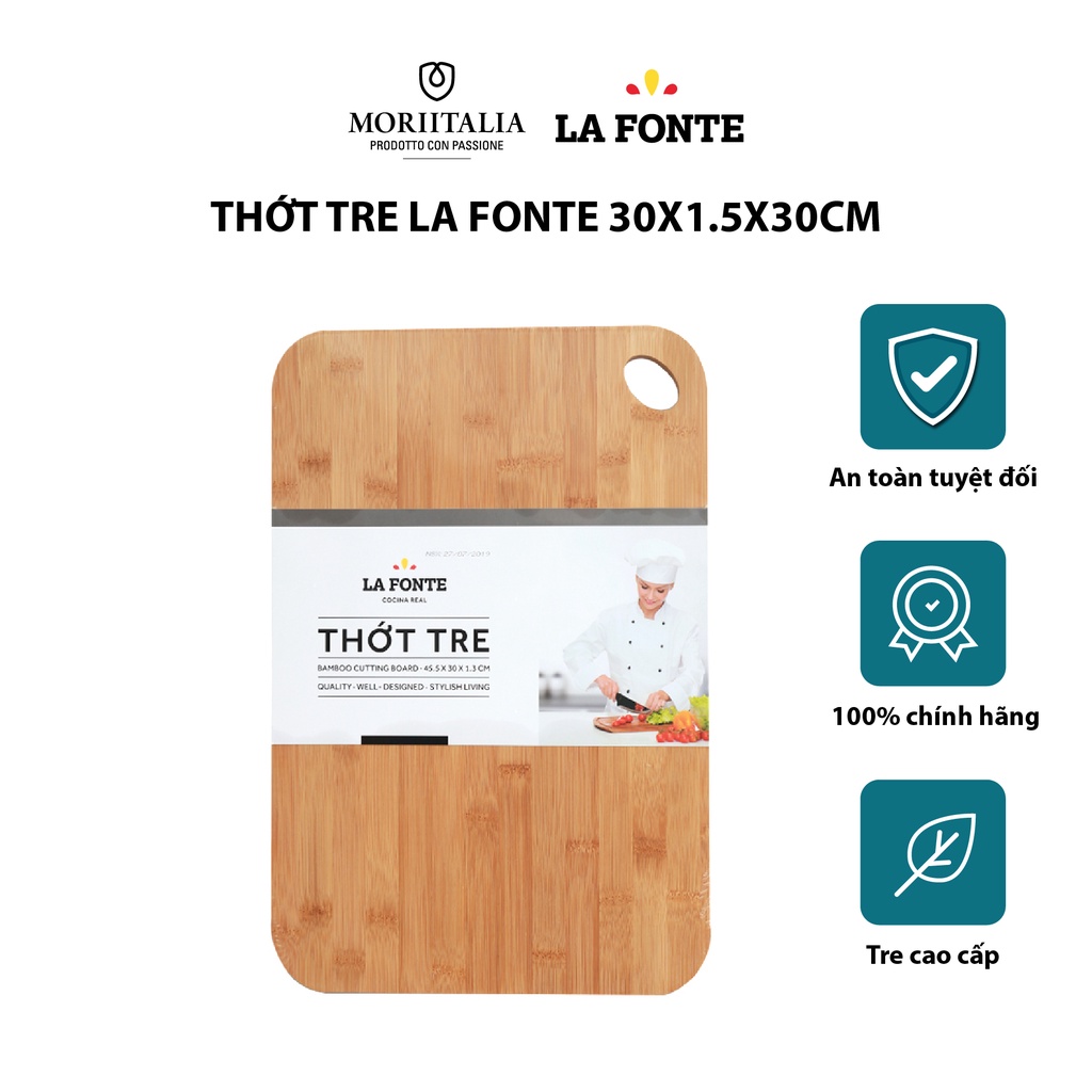 Thớt tre la fonte tự nhiên kháng khuẩn moriitalia 45.5x30x1.3cm 180602