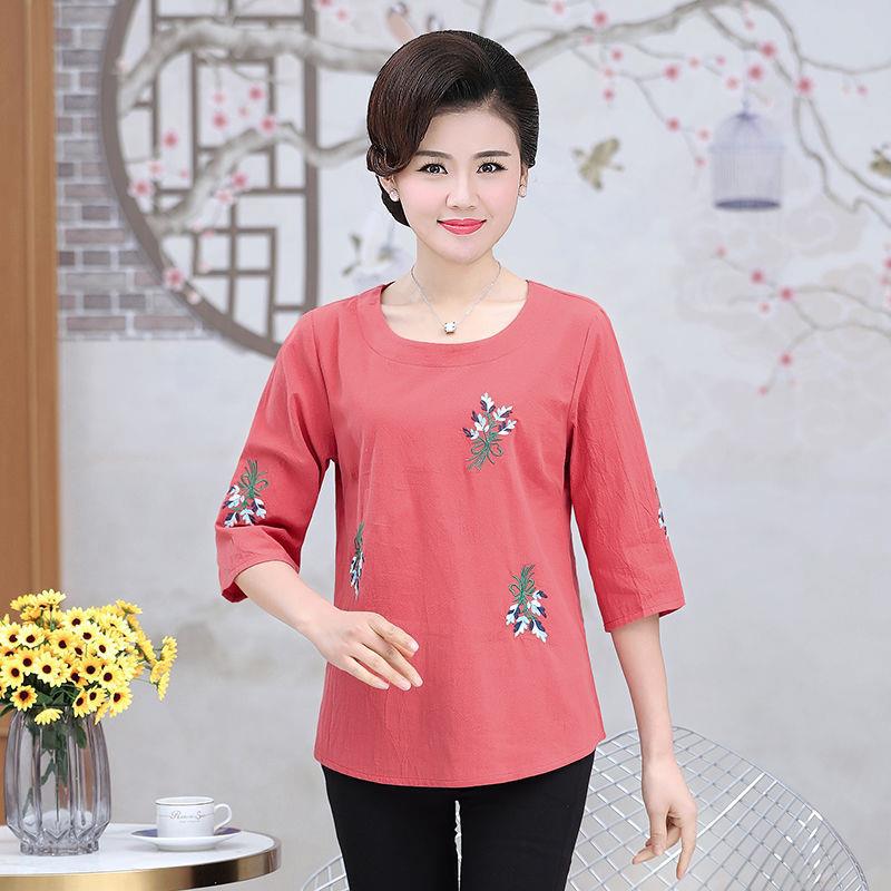 áo đũi nữ thêu họa tiết hoa , chất đũi mềm mịn thoáng mát phong cách trẻ trung dễ mix đồ Q3