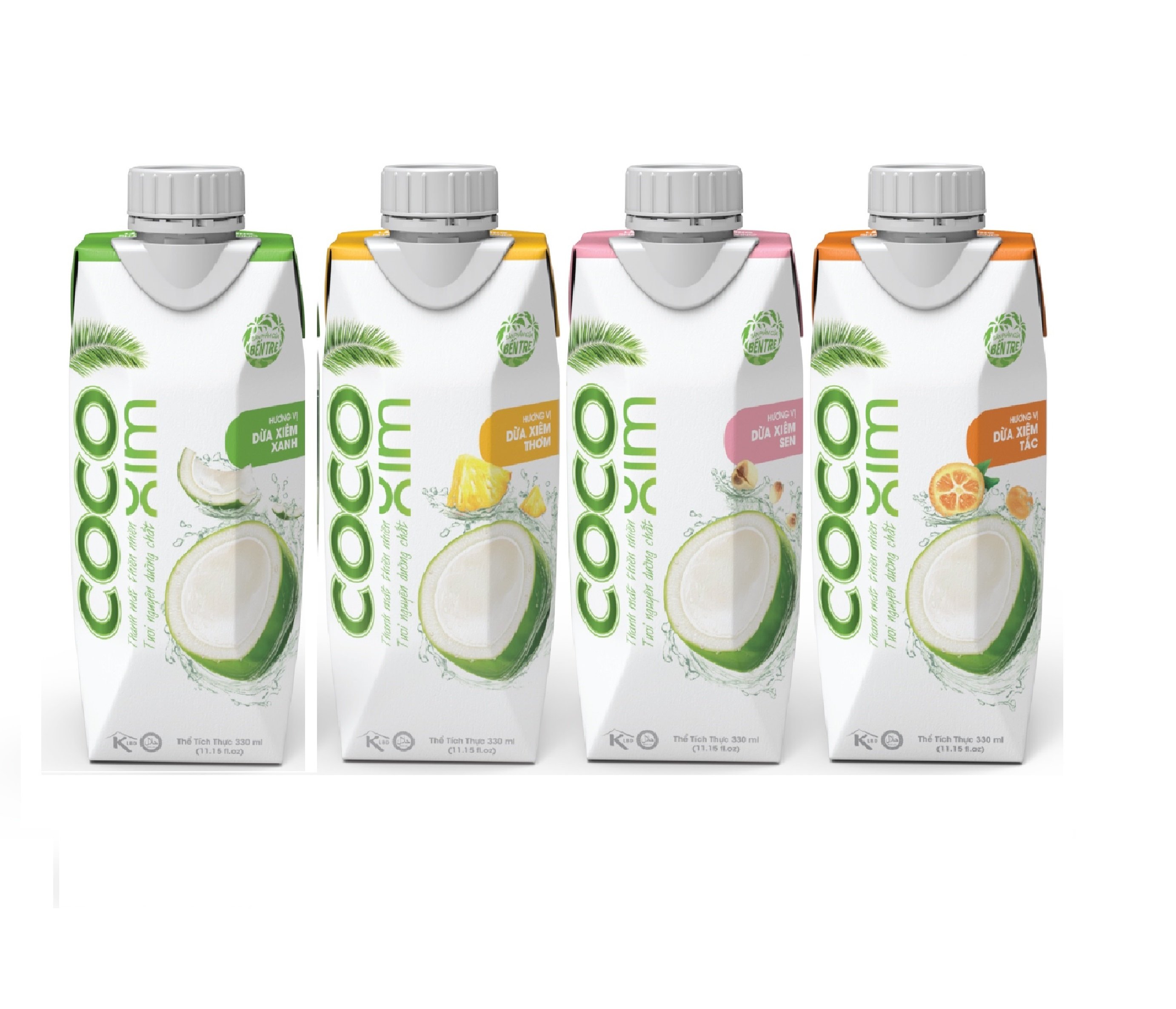 [MIX VỊ ĐẶC BIỆT] - Combo 4 Nước Dừa COCOXIM hương vị Xanh tự nhiên/Tắc/Thơm/Sen - Ngon ngọt & thanh mát tới giọt cuối cùng - dung tích 330ml/hộp - TTGT89