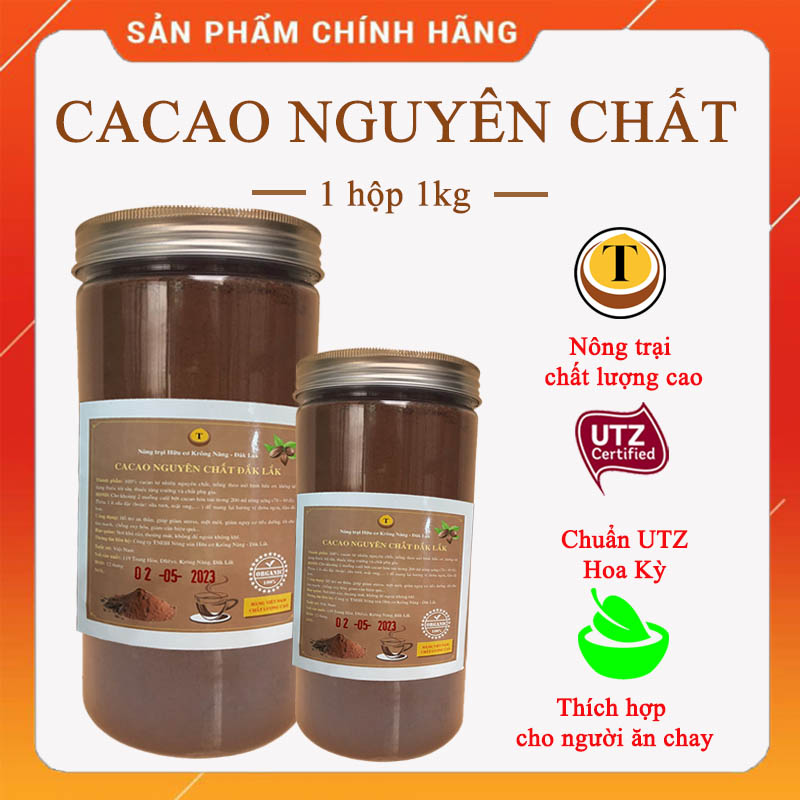 Bột cacao nguyên chất Daklak, cacao organic không đường chuẩn UTZ, hỗ trợ giảm cân và tăng cân | Lep