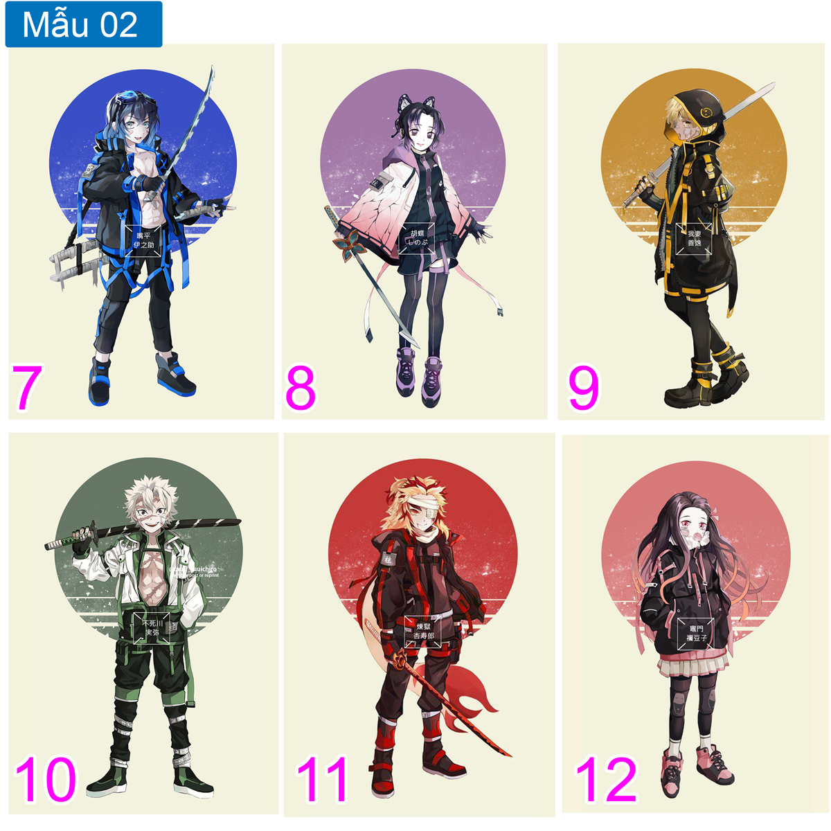 [HCM]Poster anime Kimetsu No Yaiba / Thanh Gươm Diệt Quỷ/ Trụ Cột ( Combo 1 set 6 cái poster)