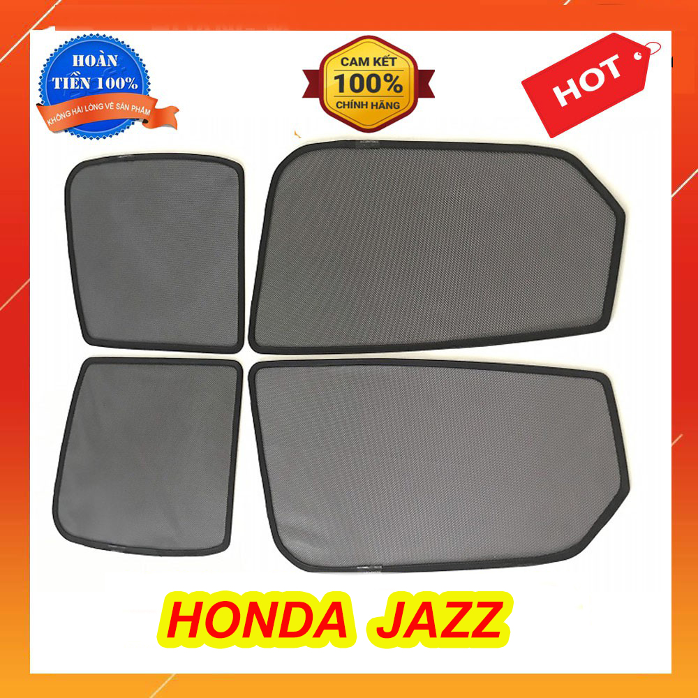 Rèm Che Nắng Nam Châm Xe Honda Jazz 2018 2019 2020- Bộ 4 Tấm, Khung Rèm Tích Hợp Sẵn Nam Châm, Vừa Zin Cho Xe, Tháo Lắp Đơn Giản Che Nắng Hiệu Quả