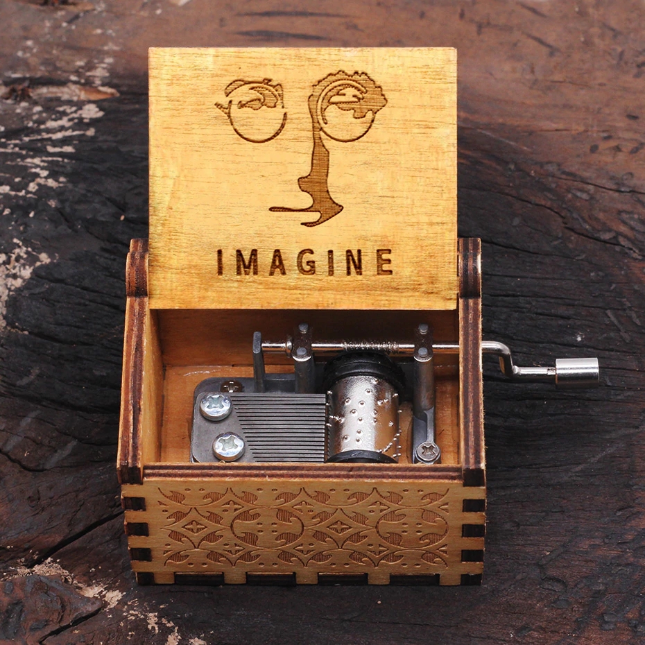 Hộp Nhạc John Lennon Bài Imagine - Hộp Nhạc Gỗ Quay Tay Cơ Cổ Điển & Mini (hop nhac john lennon bai imagine - hop nhac go quay tay co co dien & mini)