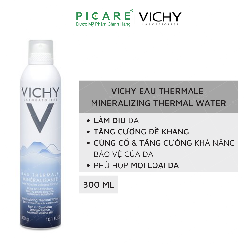 [GIẢM 20K ĐƠN 399K] Vichy Xịt khoáng dưỡng da Mineralizing Thermal Water 300ml