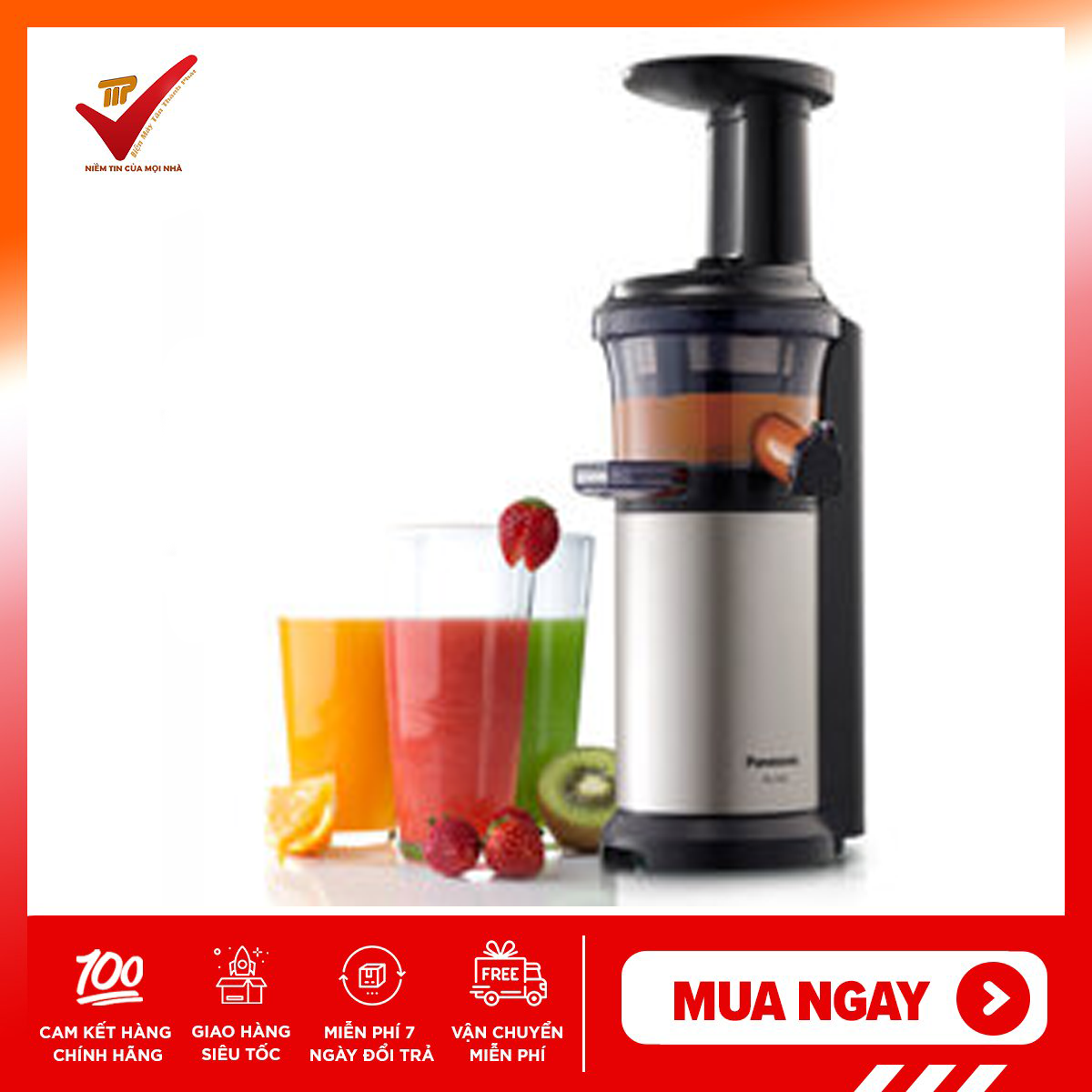 [Trả góp 0%][BẢO HÀNH 24 THÁNG] Máy ép chậm Panasonic PAVH-MJ-L500SRA ép nhiều nước giữ nguyên chất dinh dưỡng chất liệu inox không gỉ cao cấp - Hàng nhập khẩu