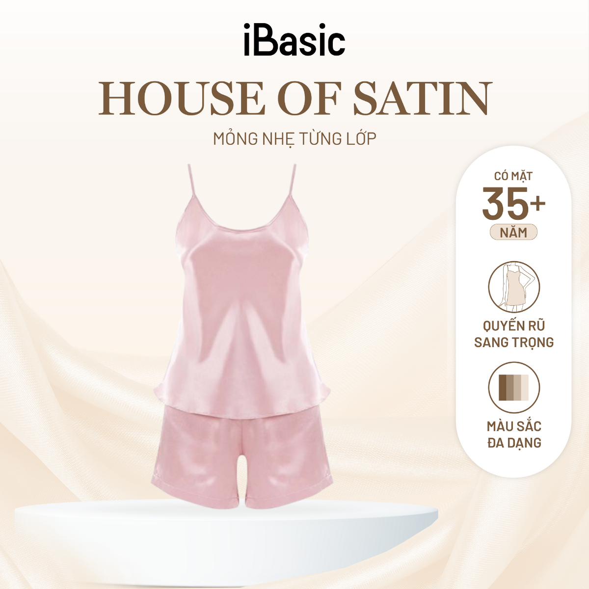 Đồ bộ mặc nhà nữ iBasic lụa satin áo hai dây quần đùi HOMY054