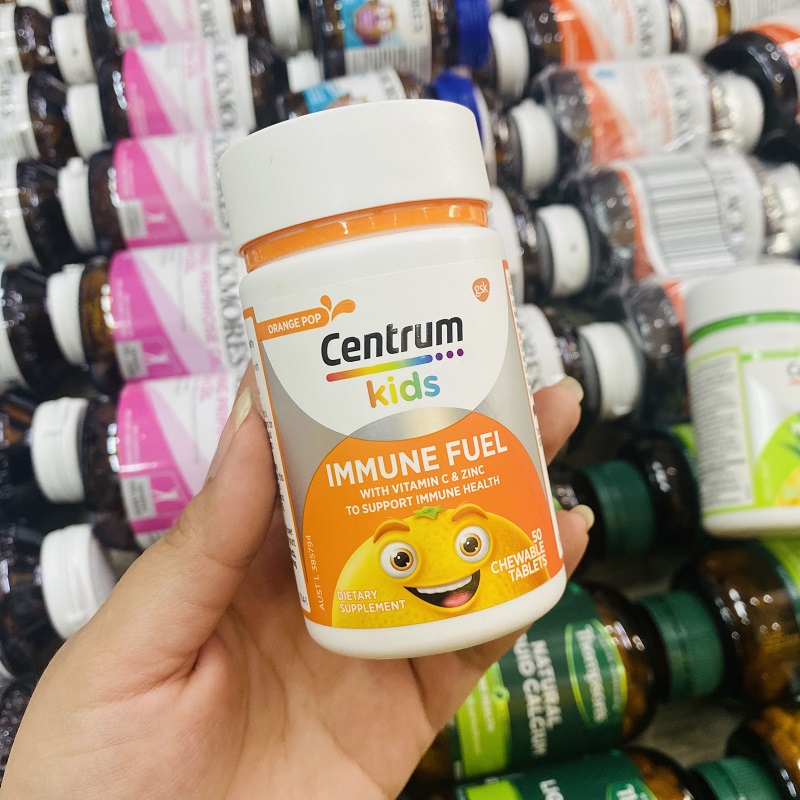 [Chính hãng] VIÊN NHAI CENTRUM KIDS IMMUNE FUEL WITH VITAMIN C & ZINC - VỊ CAM 50 VIÊN