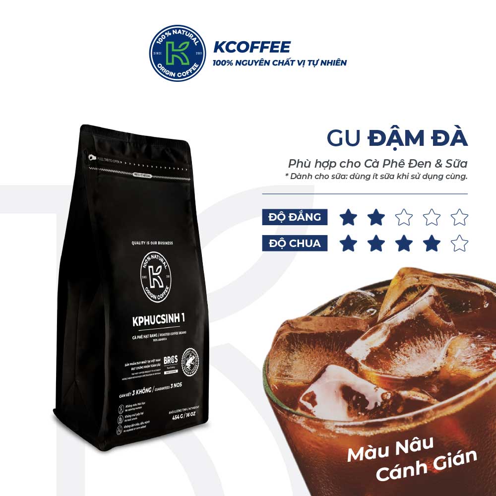 Cà phê arabica rang xay kphucsinh 1 - cà phê k coffee nguyên chất 454g