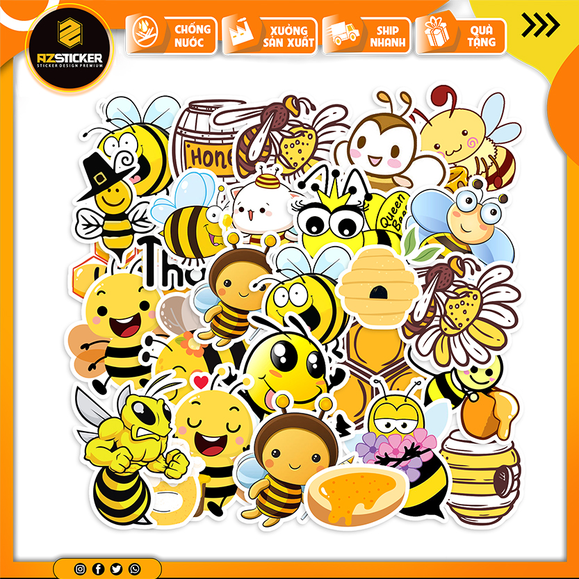 Sticker chị ong nâu | dán nón bảo hiêm, điện thoại, laptop, bình nước...chống nước, chống bay màu