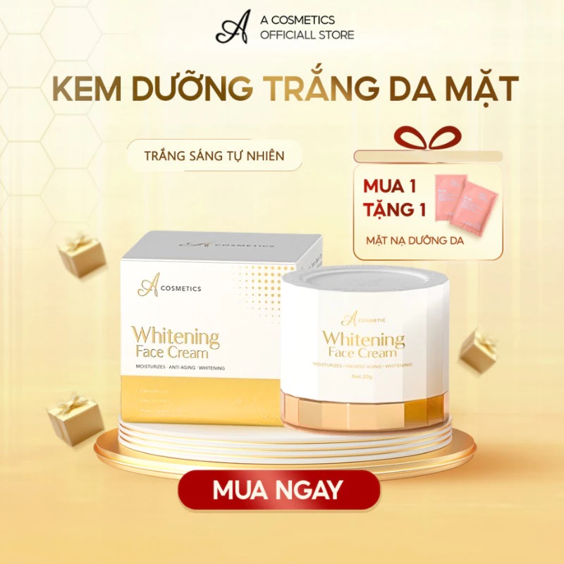 Kem Face Pháp Acosmetics - Kem dưỡng trắng da mặt - 20g - Giúp ngăn ngừa mụn, thâm nám tàn nhang,Hiệu quả chỉ sau 1 tuần, Whitening Face Cream
