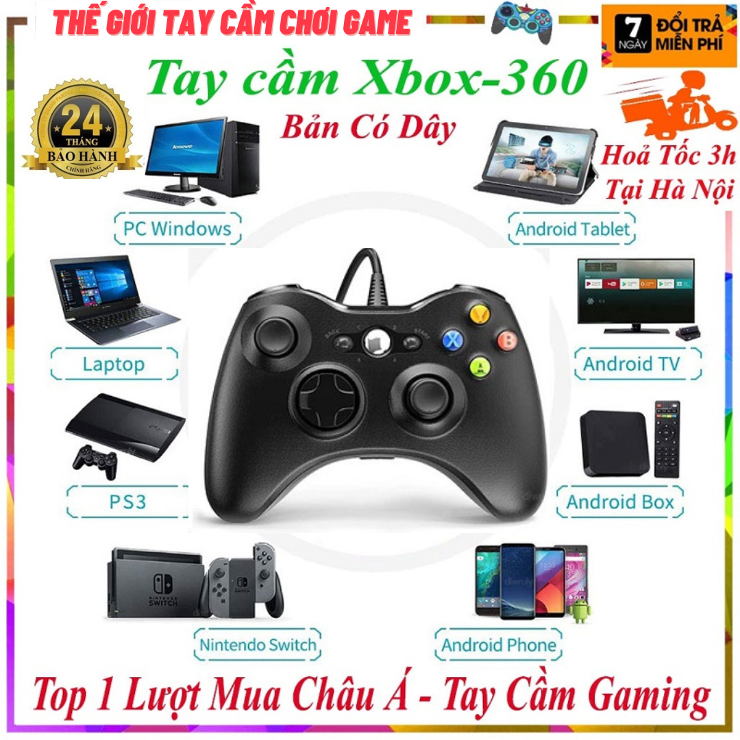 Tay cầm xbox 360 controller có dây chơi game cho pc / fo3 / fo4 / ps - tay cầm chơi game có bluetooth cho smartphone, pc, laptop, android, ios
