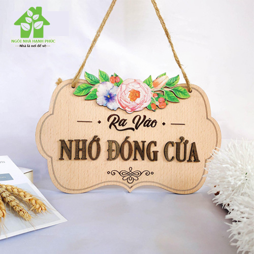 Bảng gỗ decor trang trí SHOP 🚀RA VÀO NHỚ ĐÓNG CỬA🚀 (tặng kem móc treo tường)