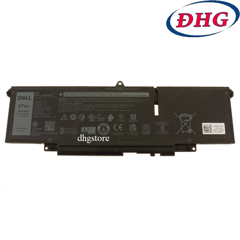 Pin laptop Dell Latitude 7340 7440 7640 66DWX FH97R 0HYH8 0CTJJ6 57Wh