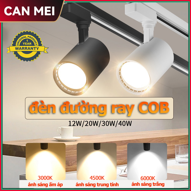 Đèn LED theo dõi tiêu điểm nhôm 3 màu COB theo dõi ánh sáng Đèn trần 12W 20W 30W 40W thích hợp cho gia đình phòng khách phòng ngủ Đèn LED tiêu điểm