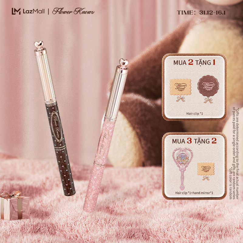   NEW Flower Knows The Sweetie Bear Collection Dual-Ended Brow Gel & Pencil Chì kẻ chân mày & Gel cố định chân mày Trượt mượt và lên màu chuẩn Cho màu sắc và định hình lông mày một cách sắc nét và tự nhiên 