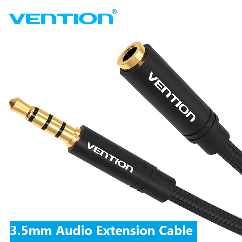 Cáp nối dài audio 3.5mm vention màu đen, dài 1.5m/3m/5m bhbb