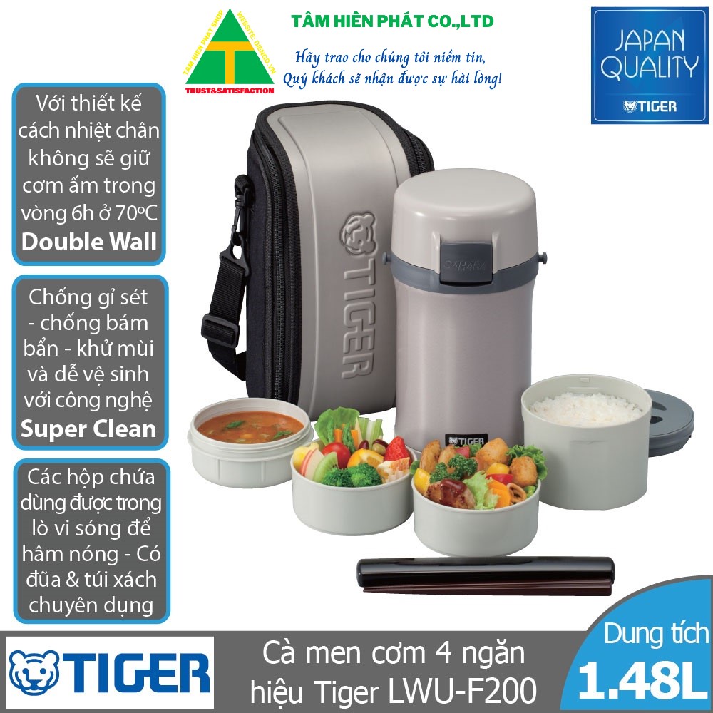Cà men cơm tiger 4 ngăn lwu-f200 - hàng chính hãng