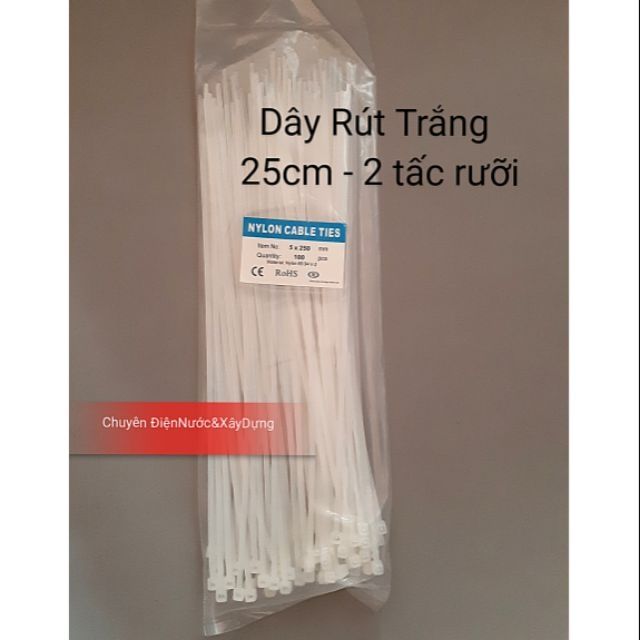Combo 10 bịch dây rút trắng / đen 25cm