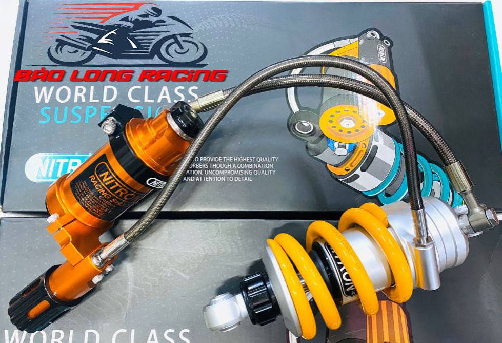 Phuộc Nitron màu Vàng 2 bình dầu tăng chỉnh Áp Suất dành cho xe máy Exciter 150