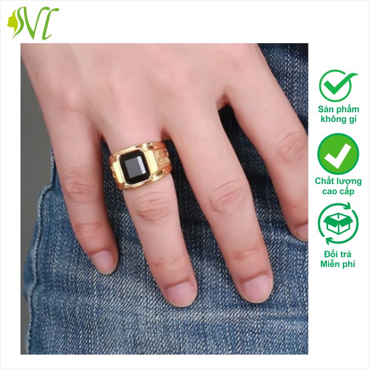 Nhẫn nam đính đá nhẫn nam không gỉ chạm rồng titan xài nước tốt - Đẹp Là Vui