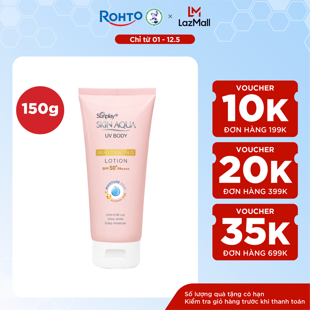 Kem chống nắng body Skin Aqua dưỡng trắng dùng hàng ngày Sunplay Skin Aqua UV Body Whitening Lotion 