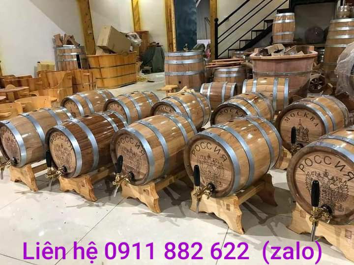 THÙNG Ủ RƯỢU GỖ SỒI loại 5 lit, vòi bằng croom loại to, 0911 882 622