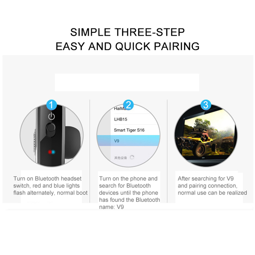 VTUOGE V9 Tai nghe Bluetooth không dây Tai nghe Bluetooth dành cho doanh nghiệp Tai