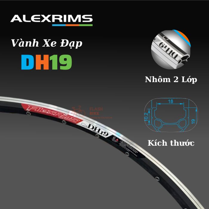 ALEXRIMS DH19 Vành Xe Đạp Chất Liệu Nhôm 700c 32 Lỗ Phanh V Phanh Đĩa Đinh Tán Đệm Lỗ Căm Dành Cho Xe Touring/City/Road/E-Bike