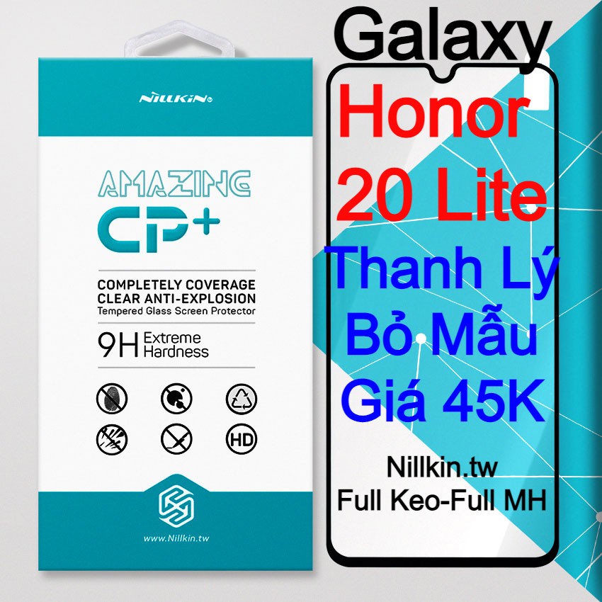 Kính cường lực Huawei Honor 20 Lite Full màn hình, Full keo hiệu Nillkin.tw mẫu 2021 (Đen)