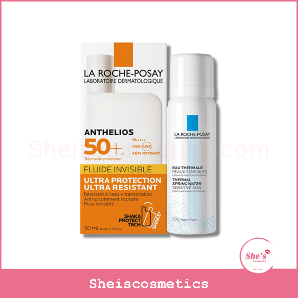 Set kem chống nắng La Roche-Posay Anthelios Shaka Fluid SPF50+ kèm xịt khoáng 50ml