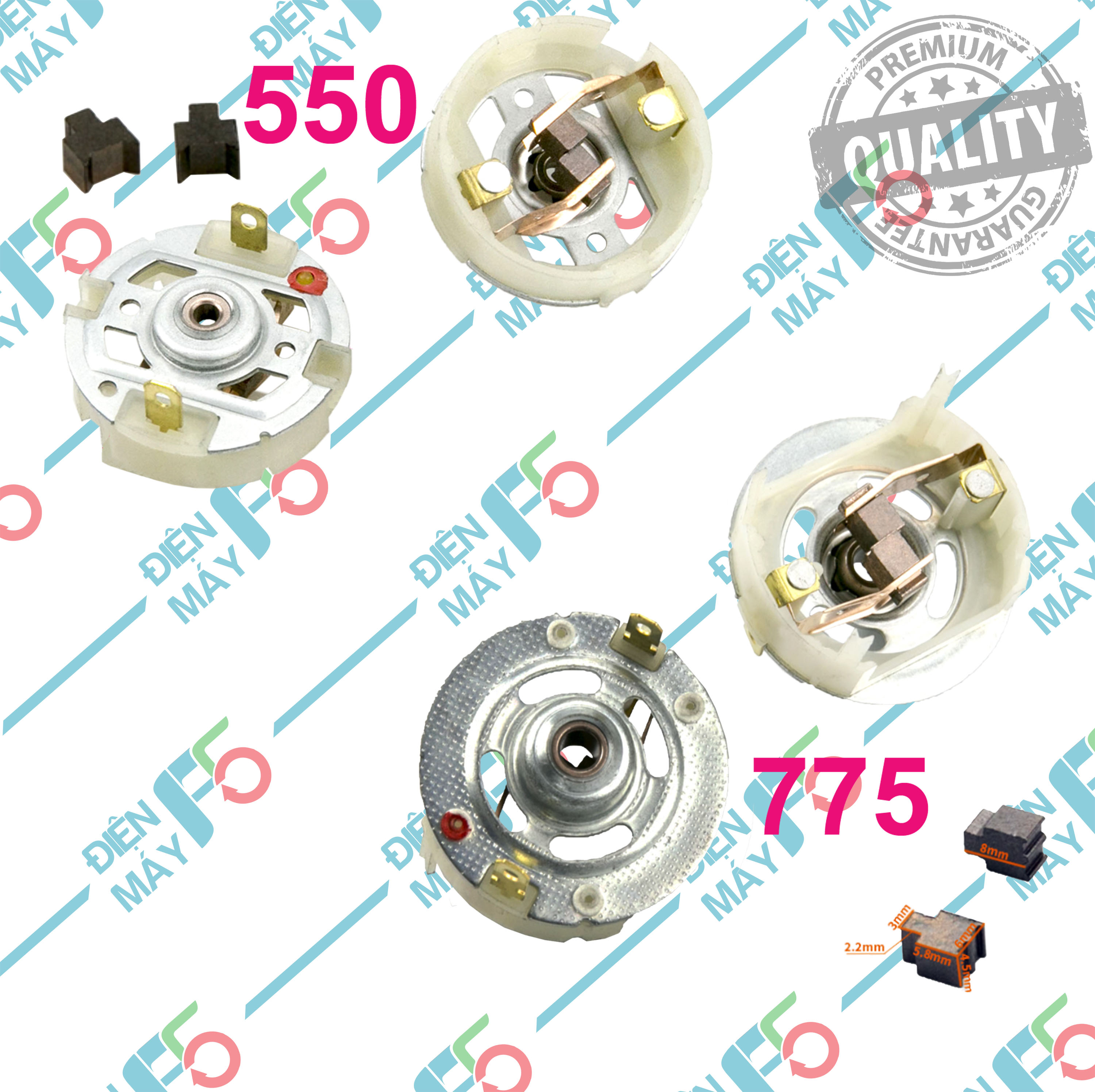 Dmf5 đuôi than chổi than thay thế cho mô tơ 550 775 chất lượng