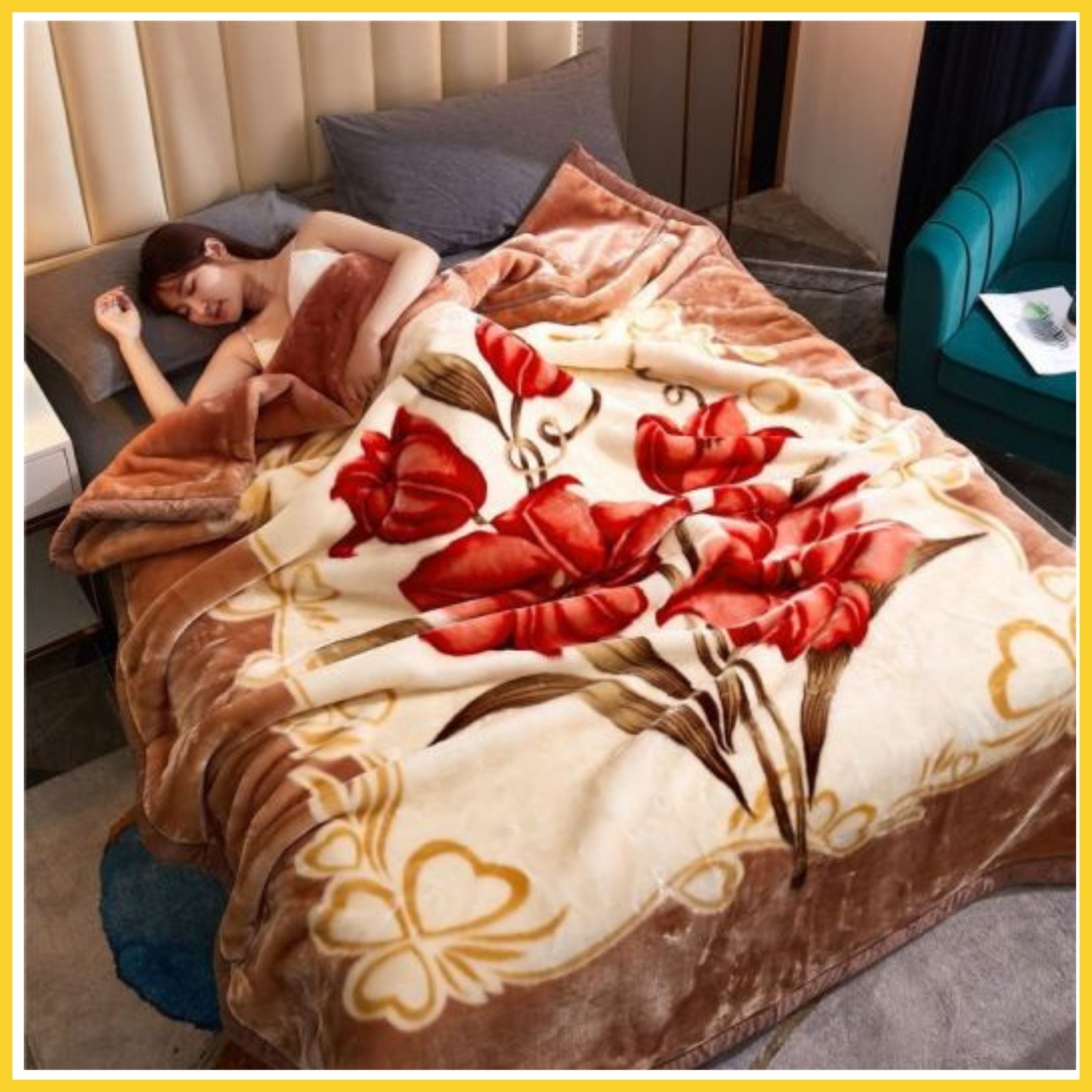 Chăn Nhung Lông Tuyết Mùa Đông-Mền Tuyết Nhung Mềm Mịn- Chăn Hè Cotton Poly caro.