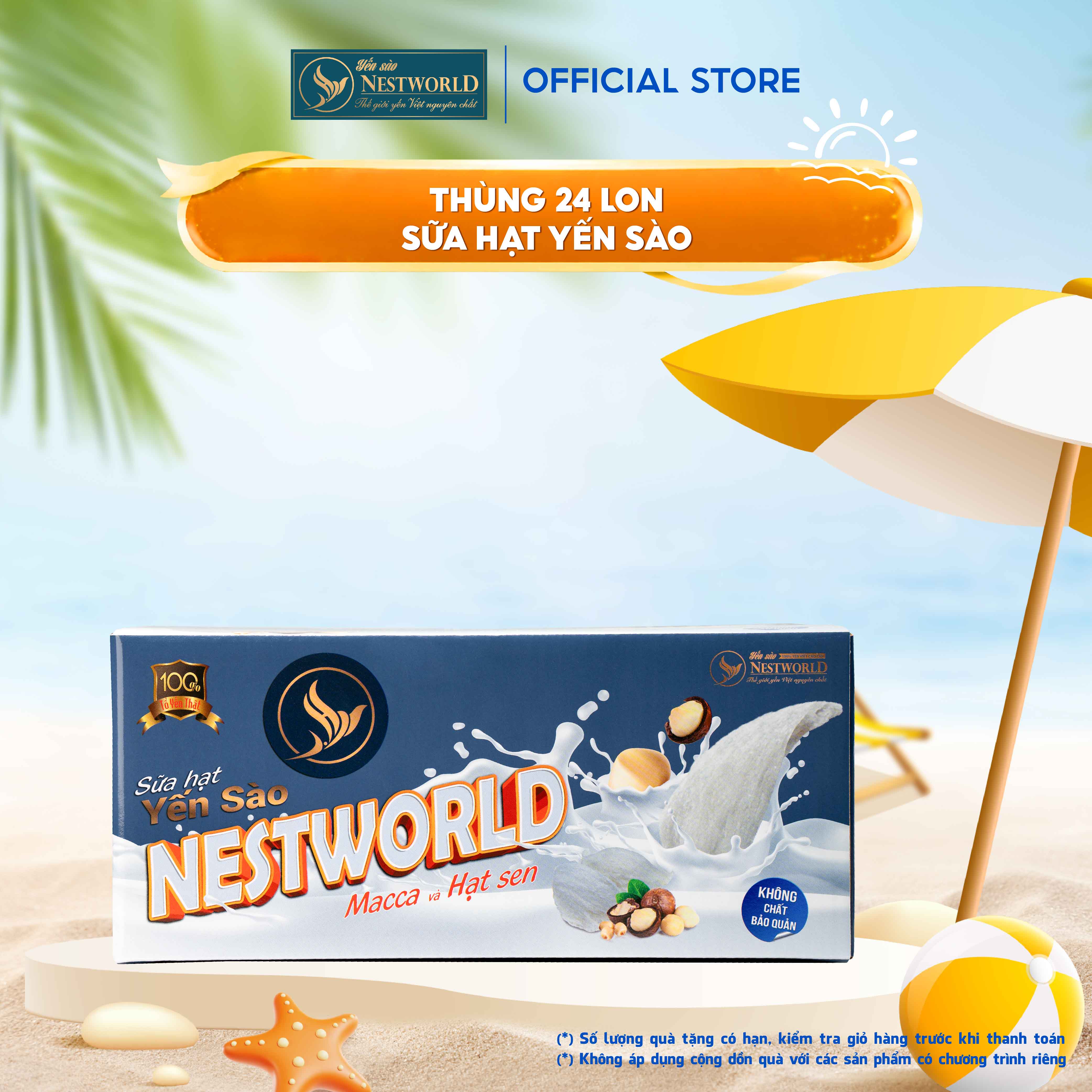 [THÙNG 24 LON] SỮA HẠT YẾN SÀO NESTWORLD MACCA VÀ HẠT SEN
