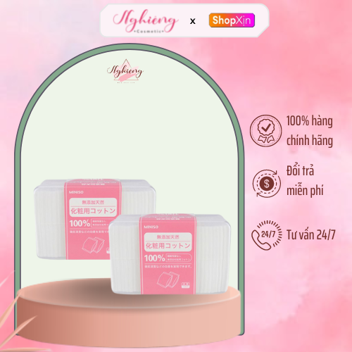 Combo 2 hộp bông tẩy trang Miniso Nhật Bản 1000 miếng - đắp toner, tẩy trang, lau mặt - Nghiêng Cosmetic