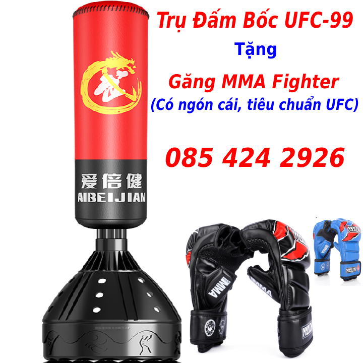 Bao Cát Đấm Bốc UFC chính hãng - Bao trụ đấm bốc boxing Aibeijiansport® - Tặng Găng mma fighter - Thiết bị tập luyện boxing, mma, trainning chuyên nghiệp